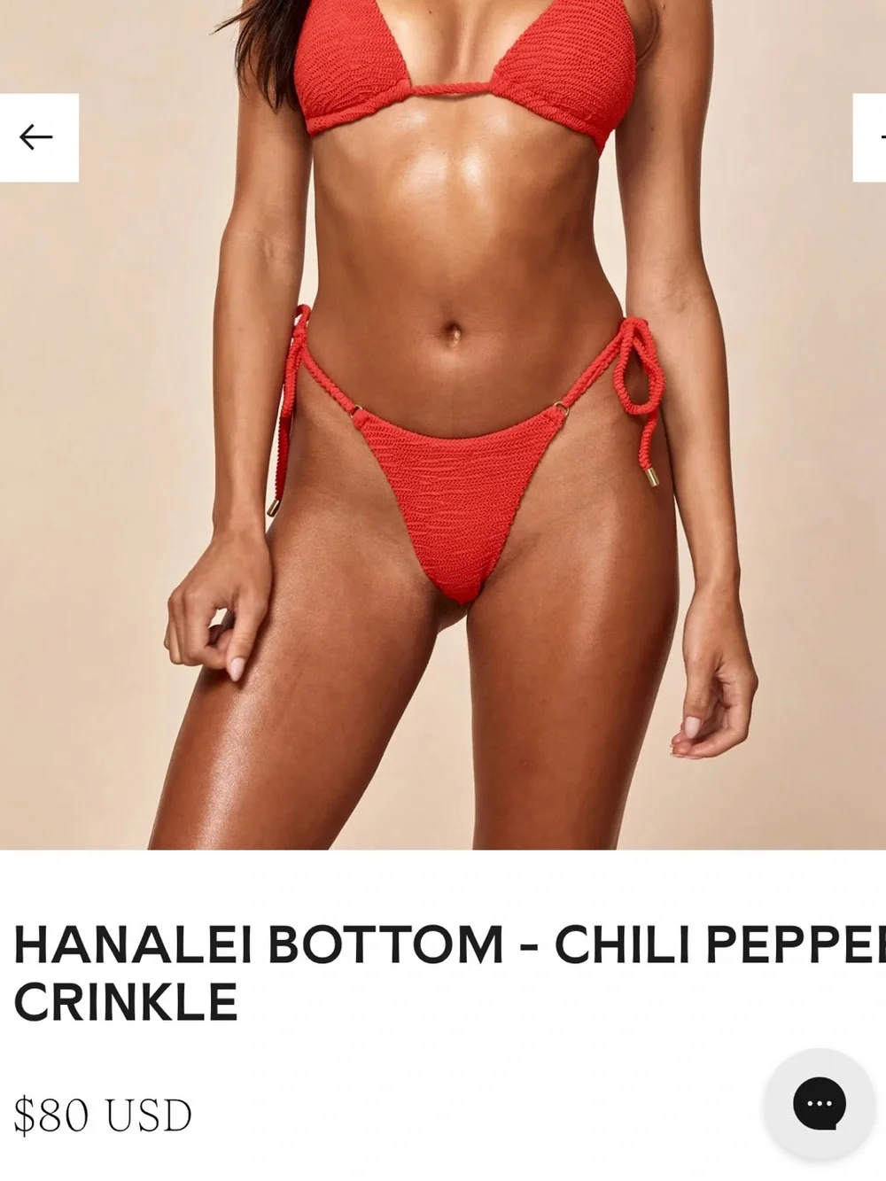 NWT Monday Swimwear Hanalei Bottom - Chili Pepper Crinkle